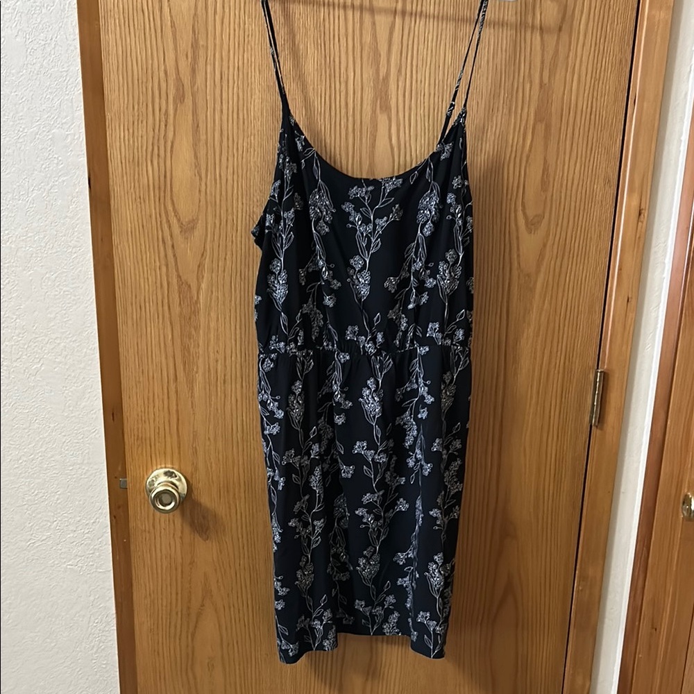Floral Black and White Spaghetti Strap Dress